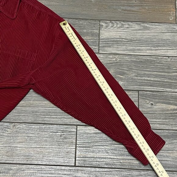 Eddie Bauer Corduroy Shirt Jacket Shacket Women’s Size Large Red Thick Heavy - Picture 15 of 16